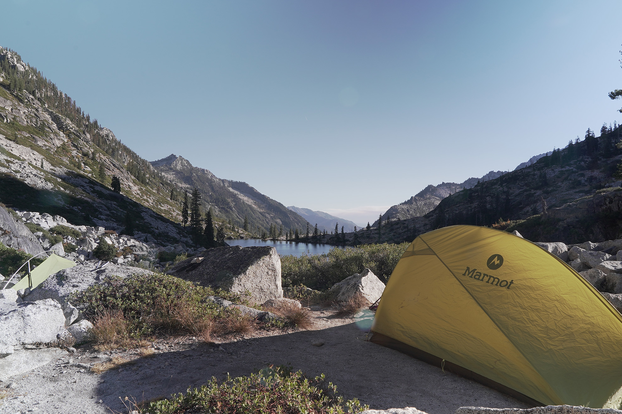 Marmot Backpacking Tent in Mountains